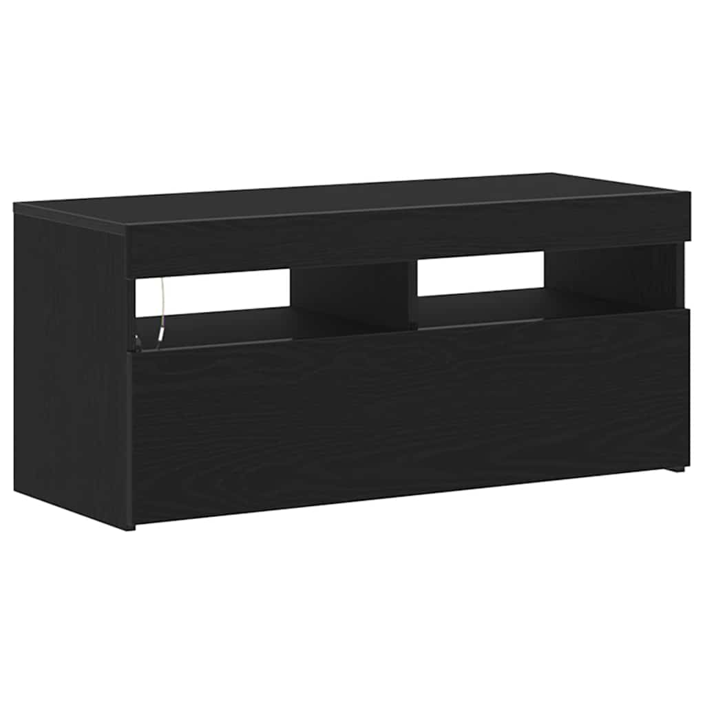 vidaXL Szafka pod telewizor z LED Czarny Dąb 90 x 35 x 40 cm