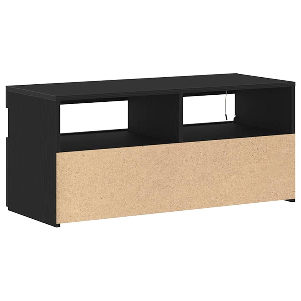 vidaXL Szafka pod telewizor z LED Czarny Dąb 90 x 35 x 40 cm