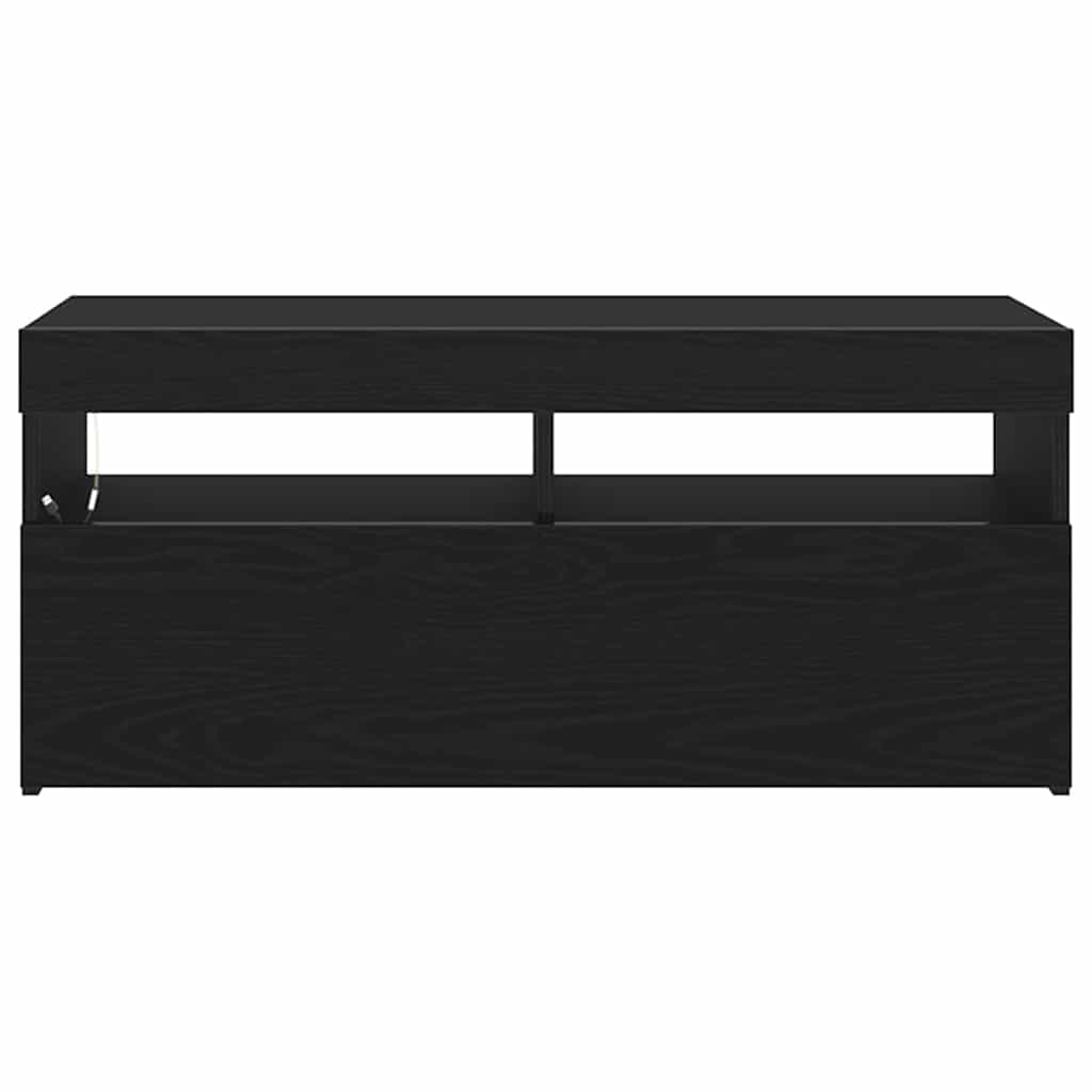 vidaXL Szafka pod telewizor z LED Czarny Dąb 90 x 35 x 40 cm