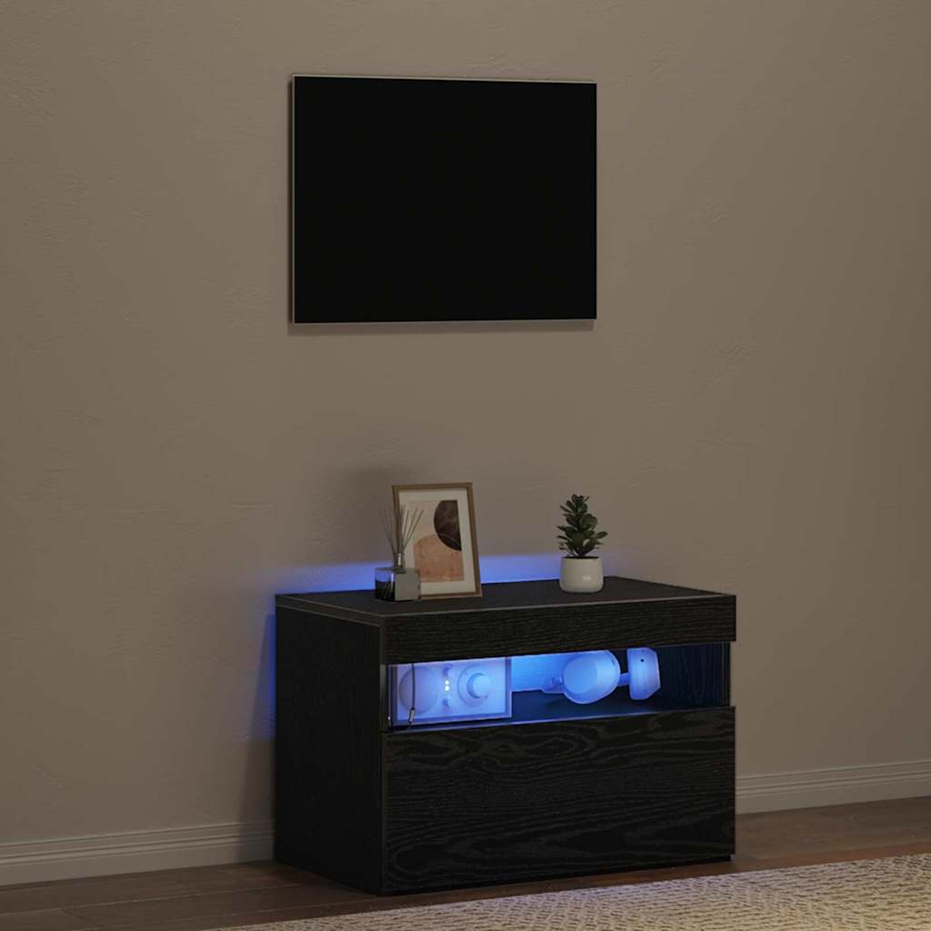 vidaXL Szafka pod telewizor z LED Czarny Dąb 60 x 35 x 40 cm