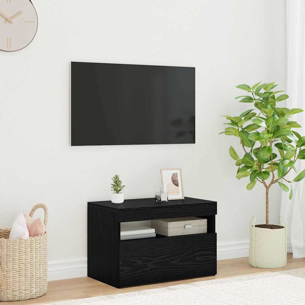 vidaXL Szafka pod telewizor z LED Czarny Dąb 60 x 35 x 40 cm