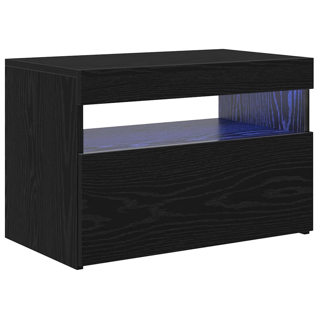 vidaXL Szafka pod telewizor z LED Czarny Dąb 60 x 35 x 40 cm