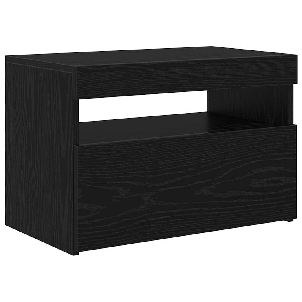 vidaXL Szafka pod telewizor z LED Czarny Dąb 60 x 35 x 40 cm