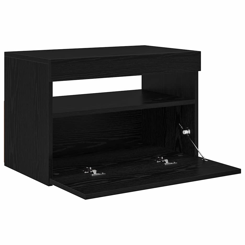 vidaXL Szafka pod telewizor z LED Czarny Dąb 60 x 35 x 40 cm