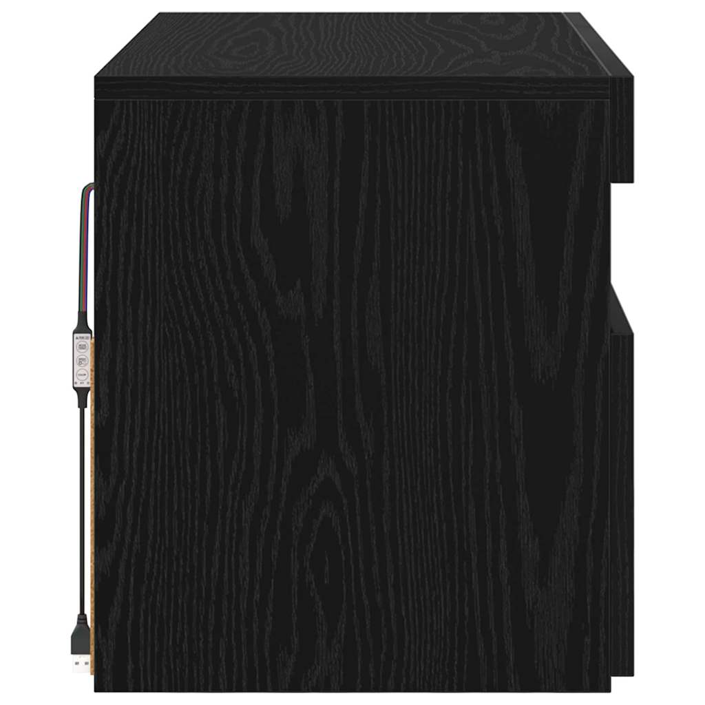 vidaXL Szafka pod telewizor z LED Czarny Dąb 60 x 35 x 40 cm