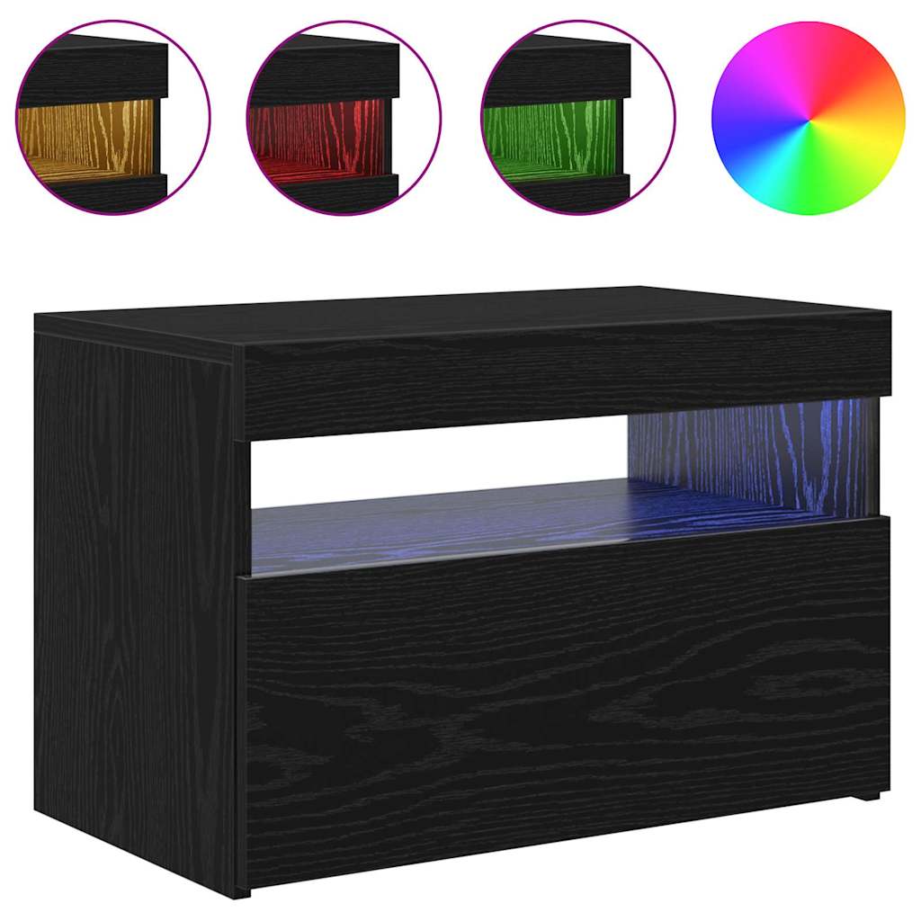 vidaXL Szafka pod telewizor z LED Czarny Dąb 60 x 35 x 40 cm
