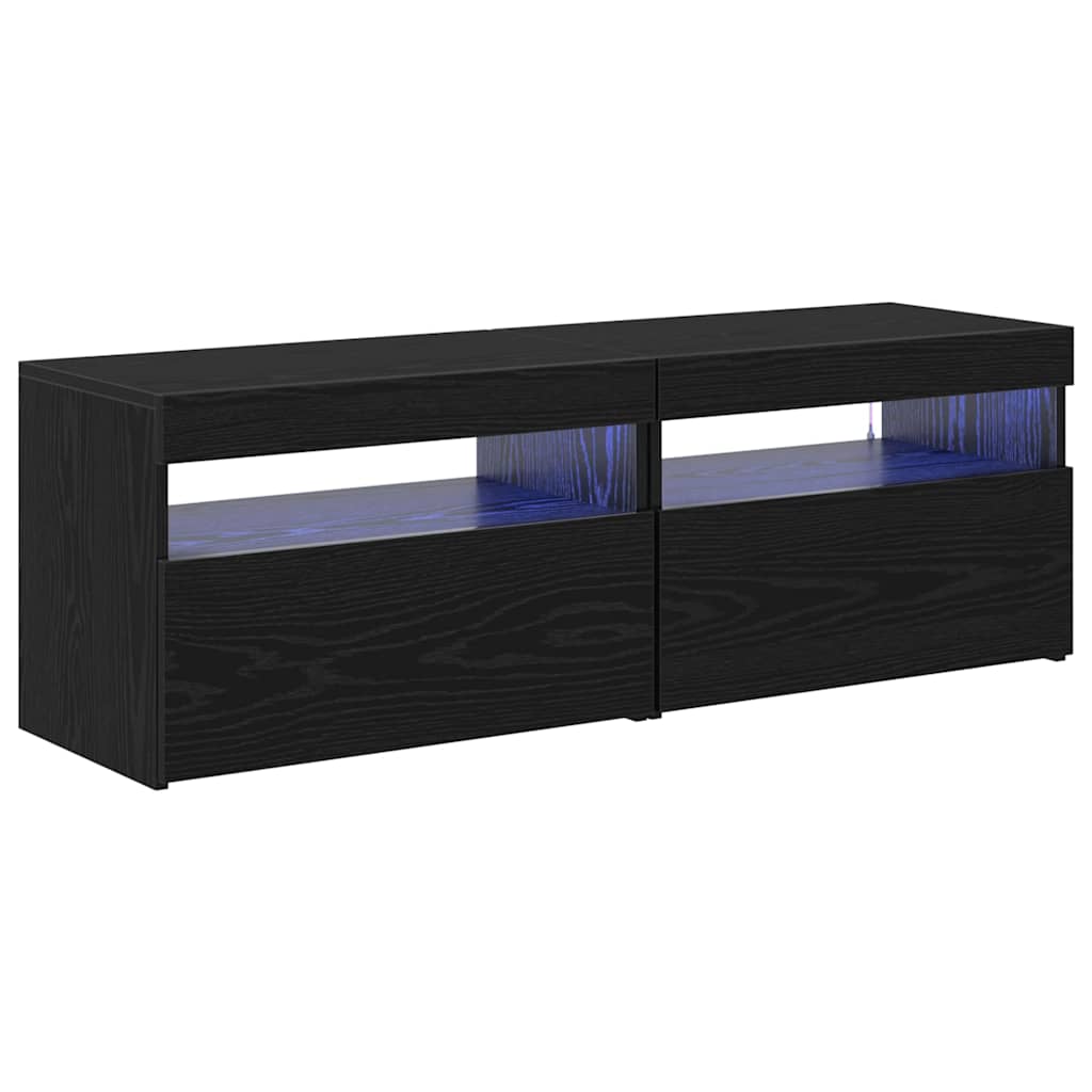 vidaXL Szafka pod telewizor z LED 2 pcs Czarny Dąb 60 x 35 x 40 cm