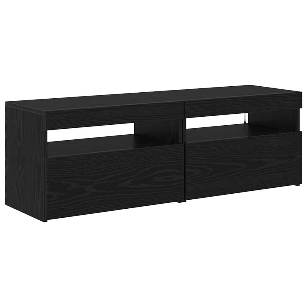 vidaXL Szafka pod telewizor z LED 2 pcs Czarny Dąb 60 x 35 x 40 cm