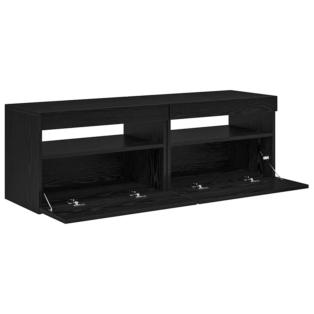 vidaXL Szafka pod telewizor z LED 2 pcs Czarny Dąb 60 x 35 x 40 cm