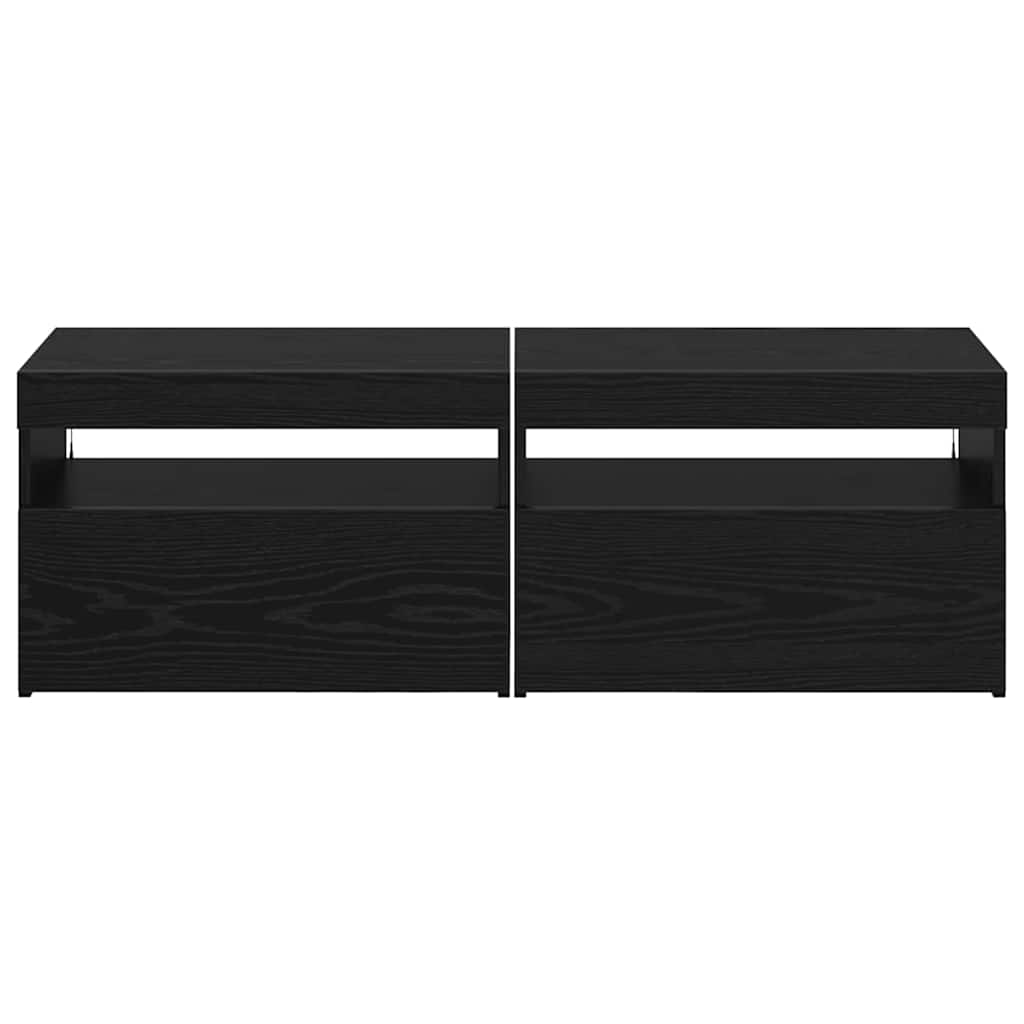 vidaXL Szafka pod telewizor z LED 2 pcs Czarny Dąb 60 x 35 x 40 cm
