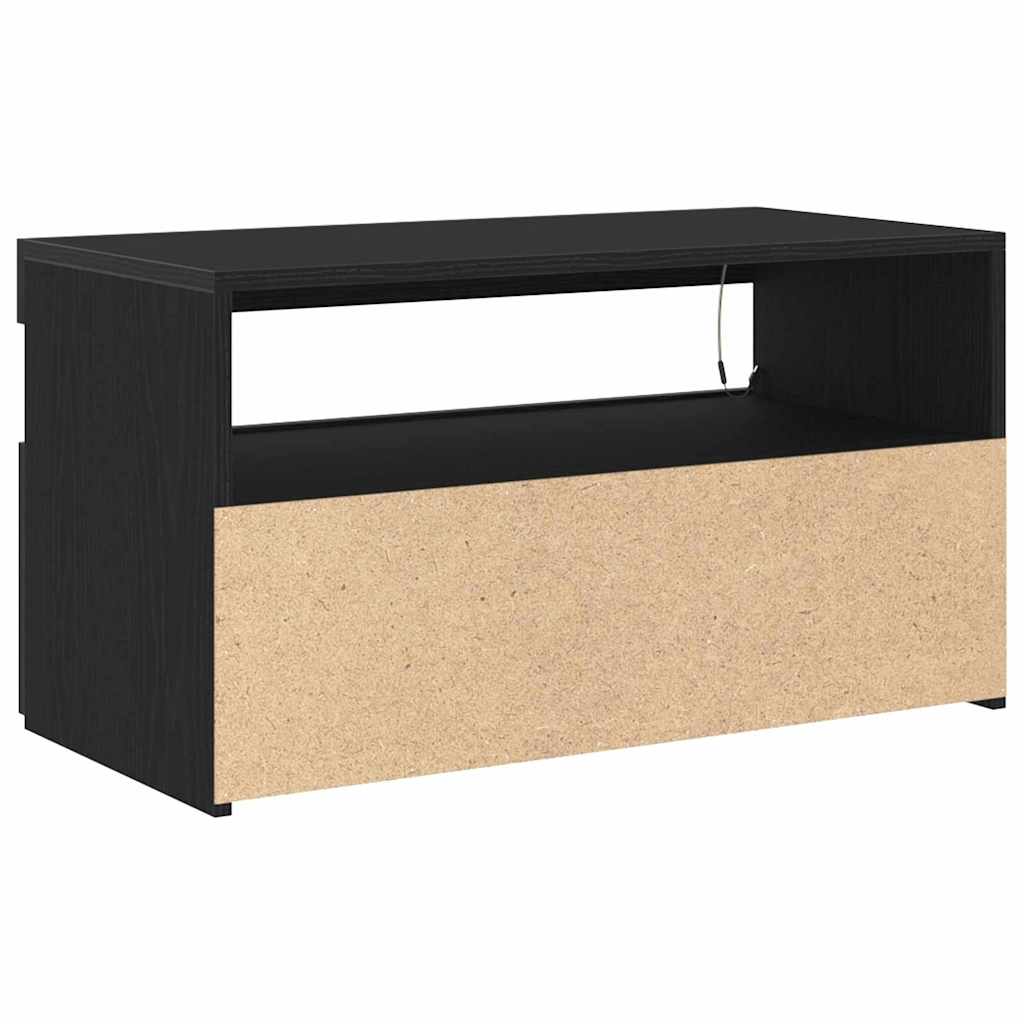 vidaXL Szafka pod telewizor z LED Czarny Dąb 75 x 35 x 40 cm