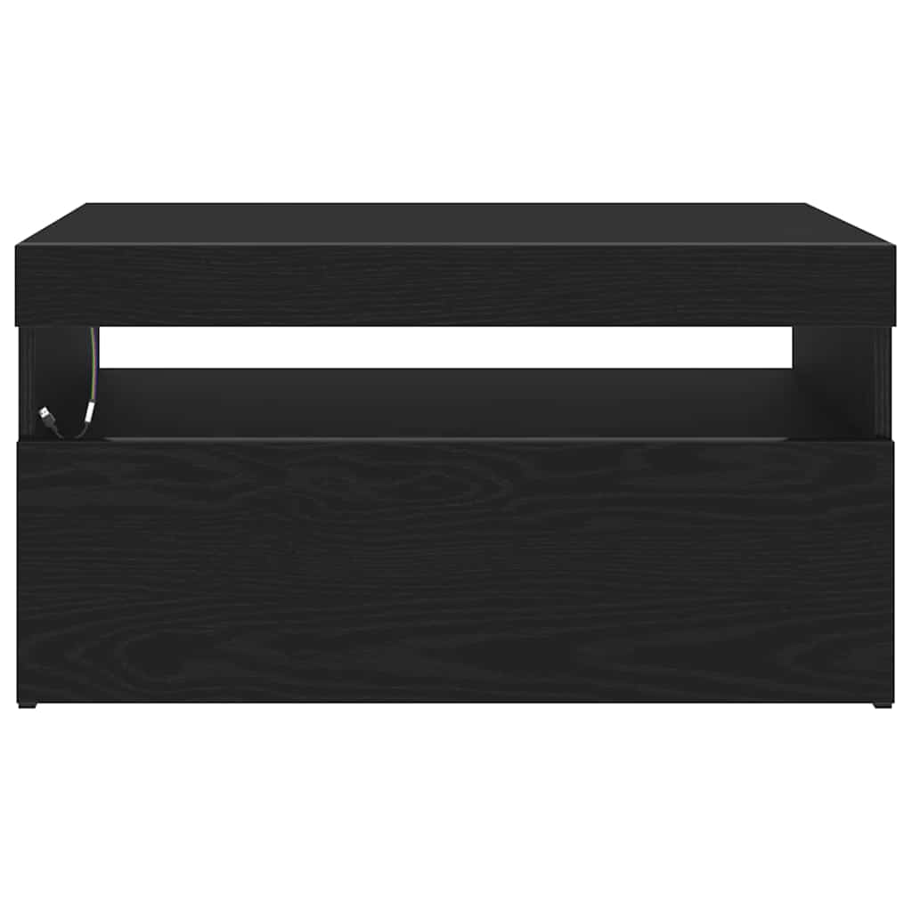 vidaXL Szafka pod telewizor z LED Czarny Dąb 75 x 35 x 40 cm