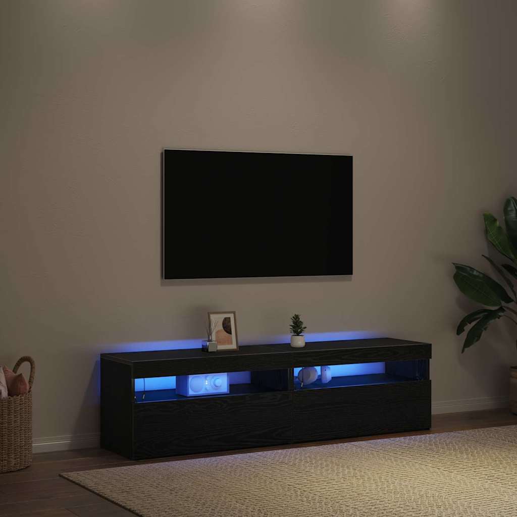 vidaXL Szafka pod telewizor z LED 2 pcs Czarny Dąb 75 x 35 x 40 cm