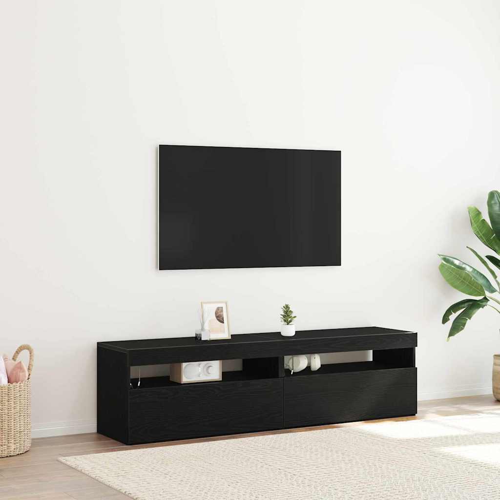 vidaXL Szafka pod telewizor z LED 2 pcs Czarny Dąb 75 x 35 x 40 cm