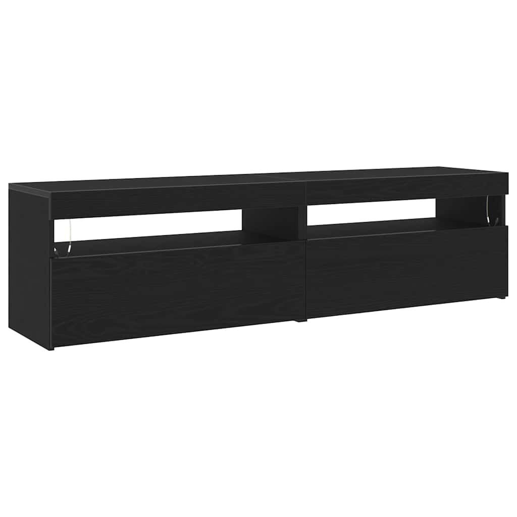 vidaXL Szafka pod telewizor z LED 2 pcs Czarny Dąb 75 x 35 x 40 cm