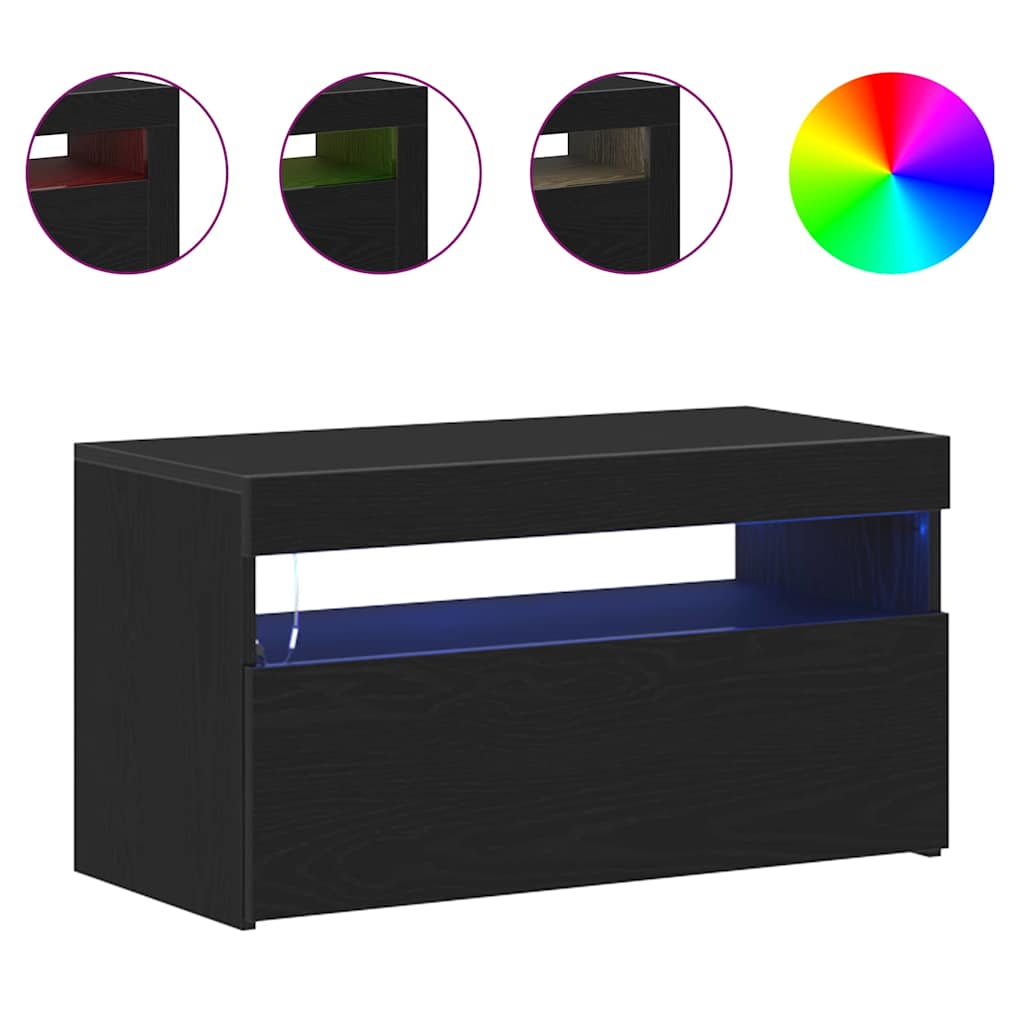 vidaXL Szafka pod telewizor z LED 2 pcs Czarny Dąb 75 x 35 x 40 cm