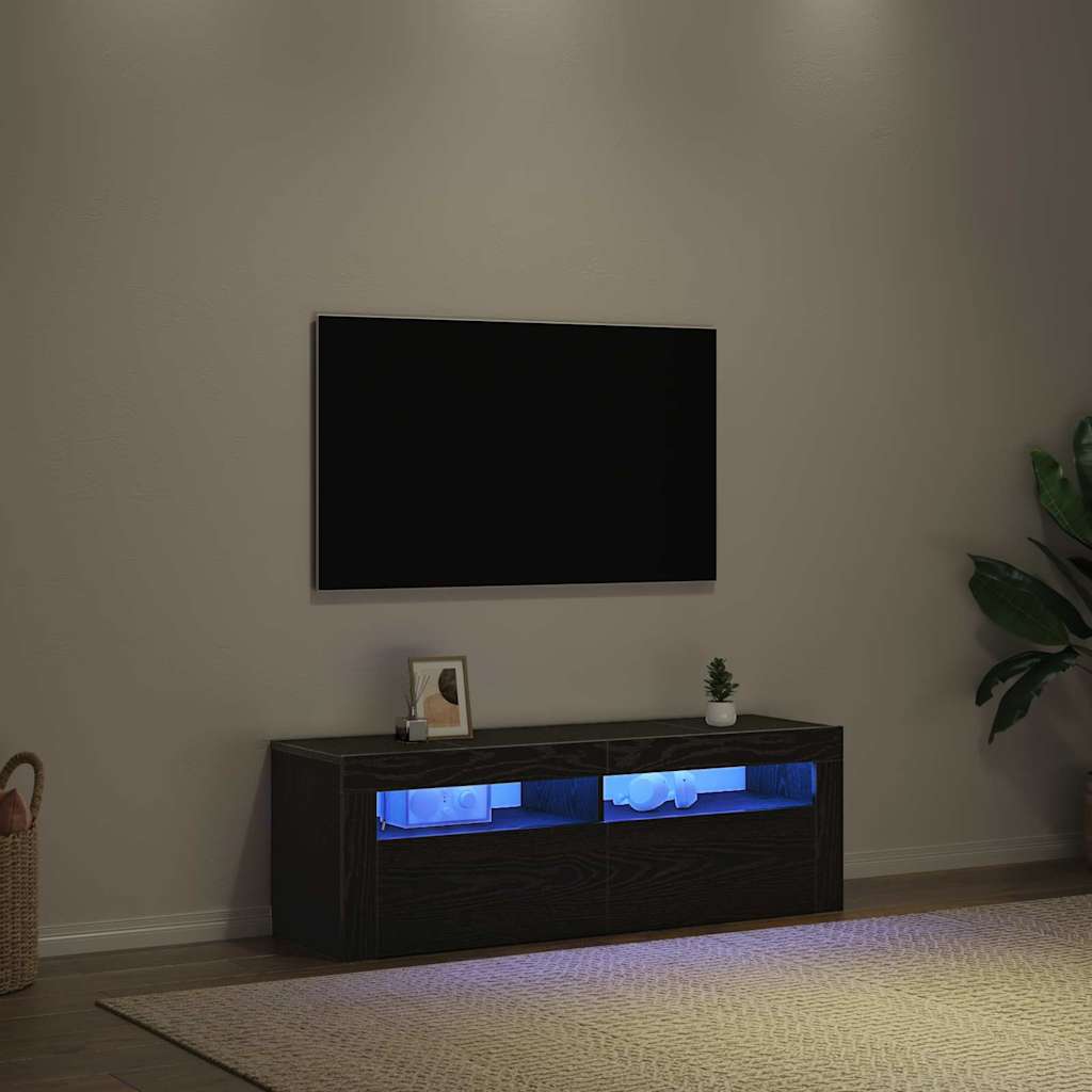 vidaXL Szafka pod telewizor z LED Czarny Dąb 120 x 35 x 40 cm