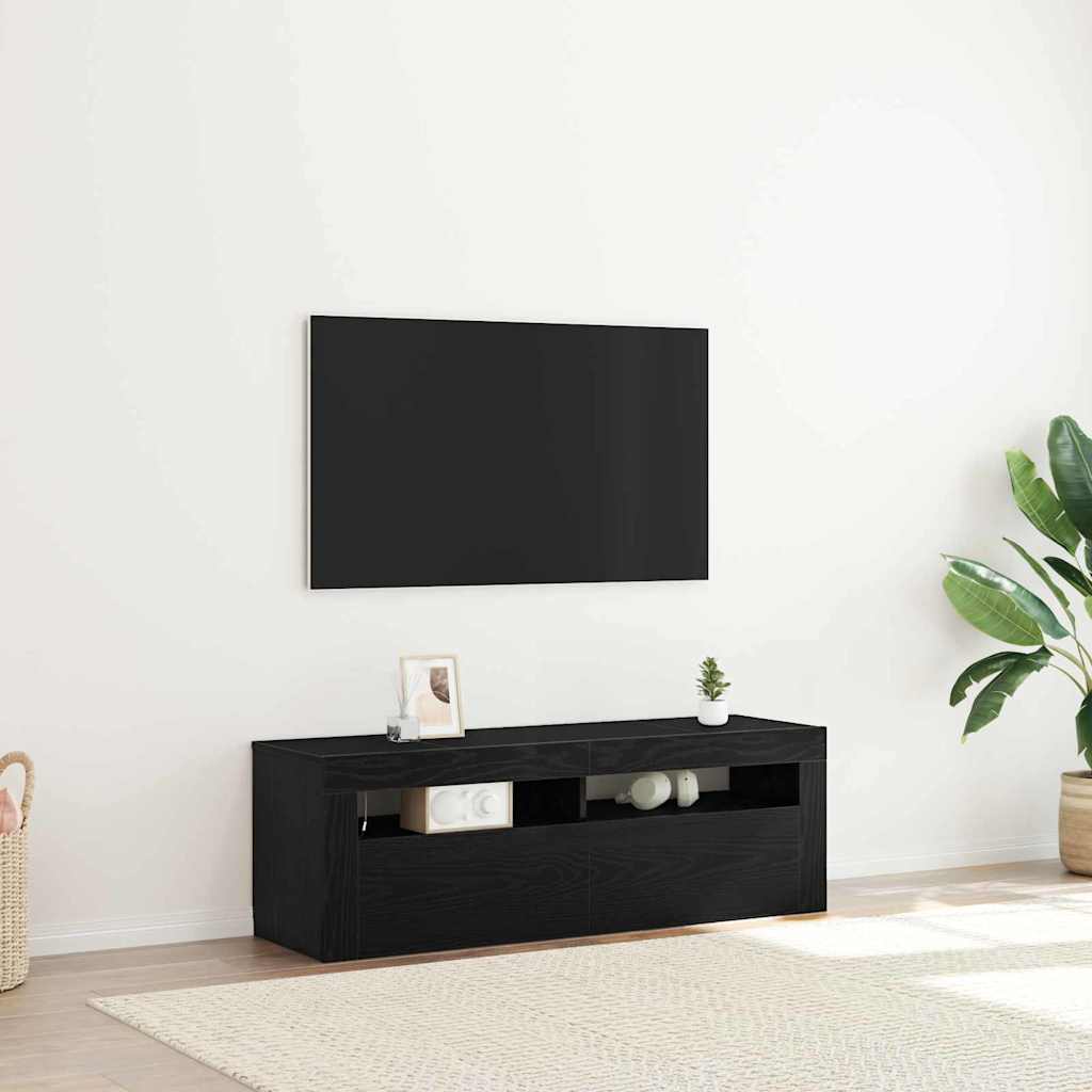 vidaXL Szafka pod telewizor z LED Czarny Dąb 120 x 35 x 40 cm