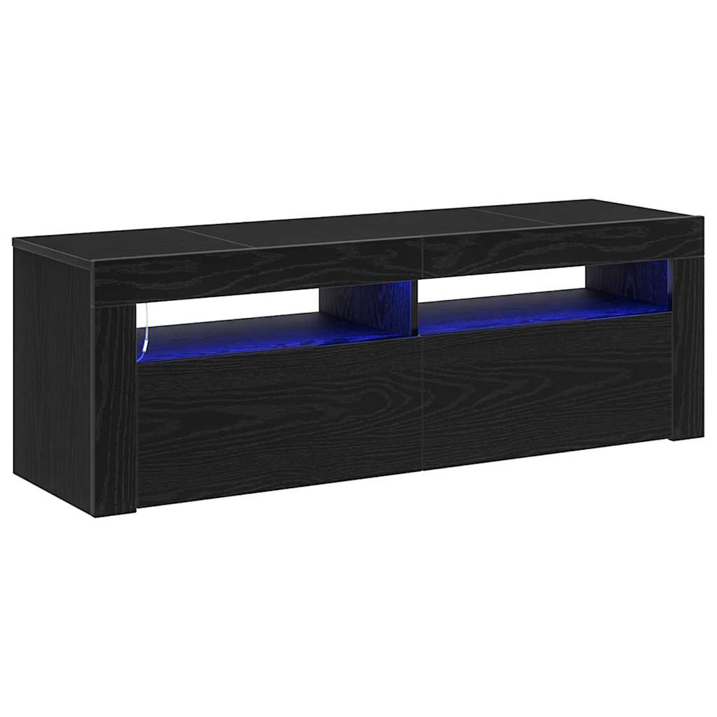 vidaXL Szafka pod telewizor z LED Czarny Dąb 120 x 35 x 40 cm