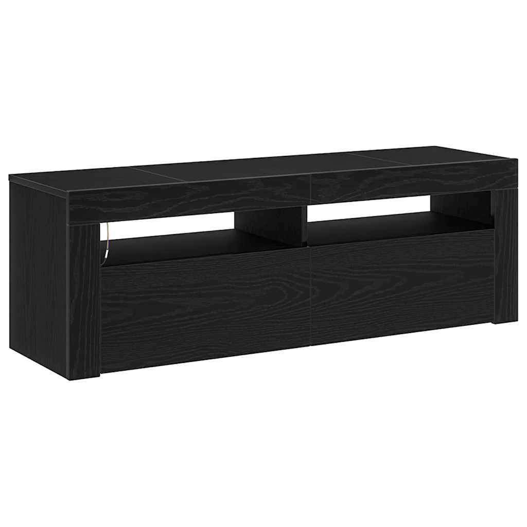 vidaXL Szafka pod telewizor z LED Czarny Dąb 120 x 35 x 40 cm