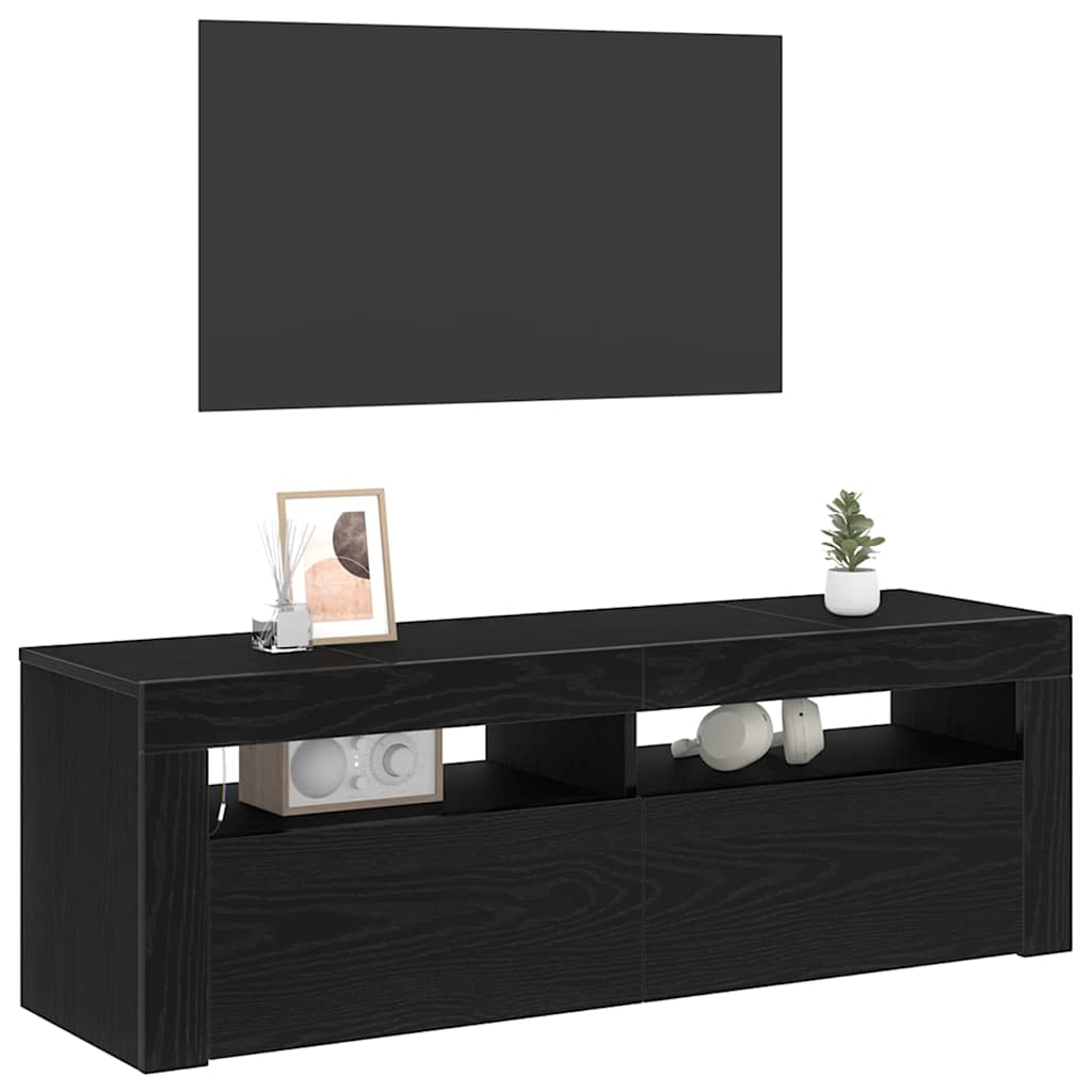 vidaXL Szafka pod telewizor z LED Czarny Dąb 120 x 35 x 40 cm