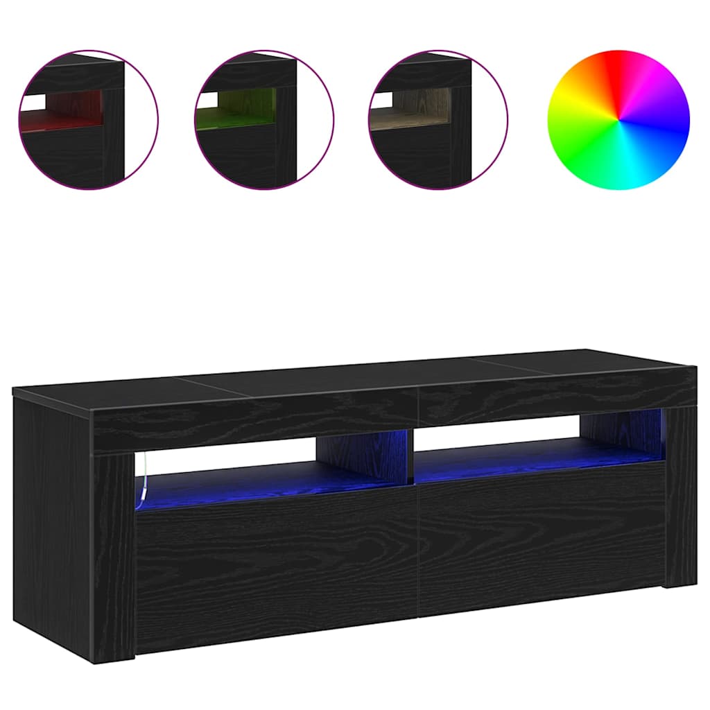 vidaXL Szafka pod telewizor z LED Czarny Dąb 120 x 35 x 40 cm