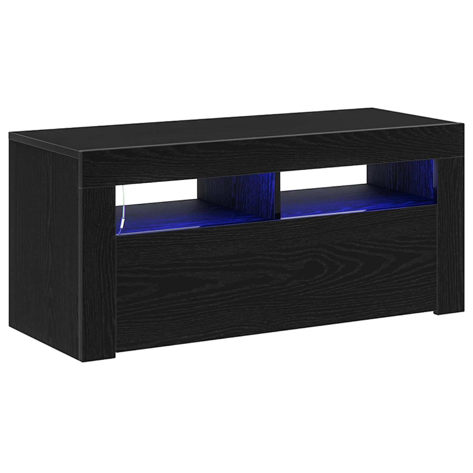 vidaXL Szafka pod telewizor Ze LED Lights Czarny Dąb 90 x 35 x 40 cm
