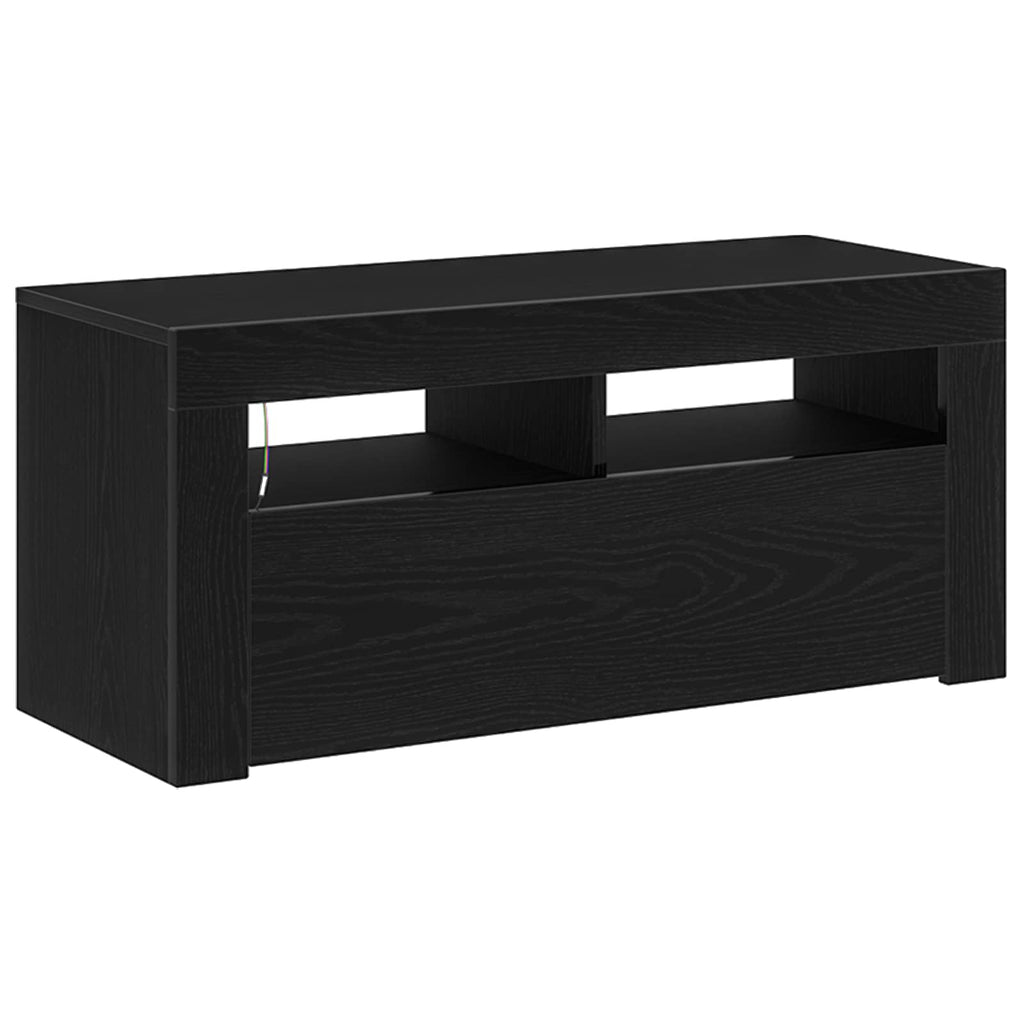vidaXL Szafka pod telewizor Ze LED Lights Czarny Dąb 90 x 35 x 40 cm
