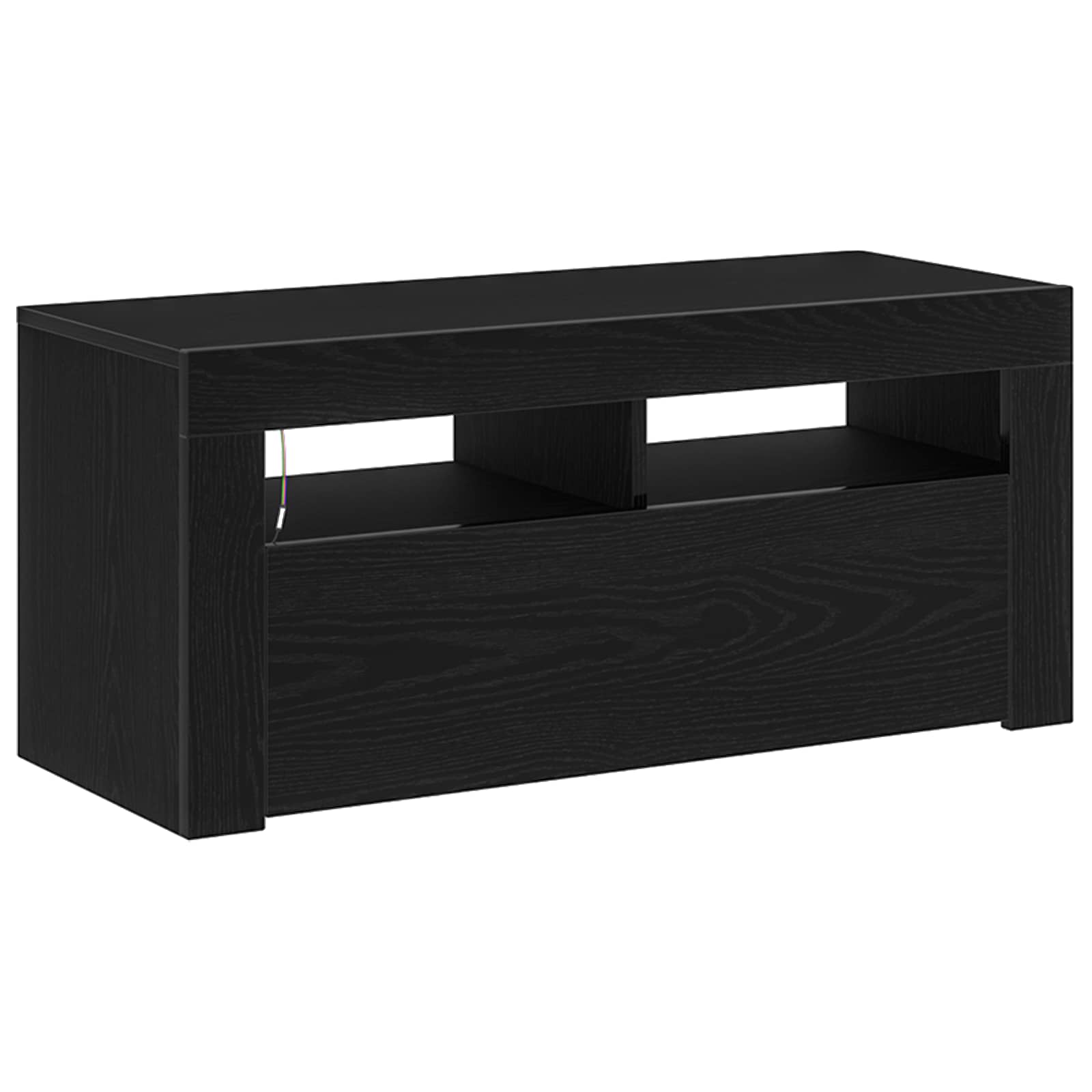 vidaXL Szafka pod telewizor Ze LED Lights Czarny Dąb 90 x 35 x 40 cm