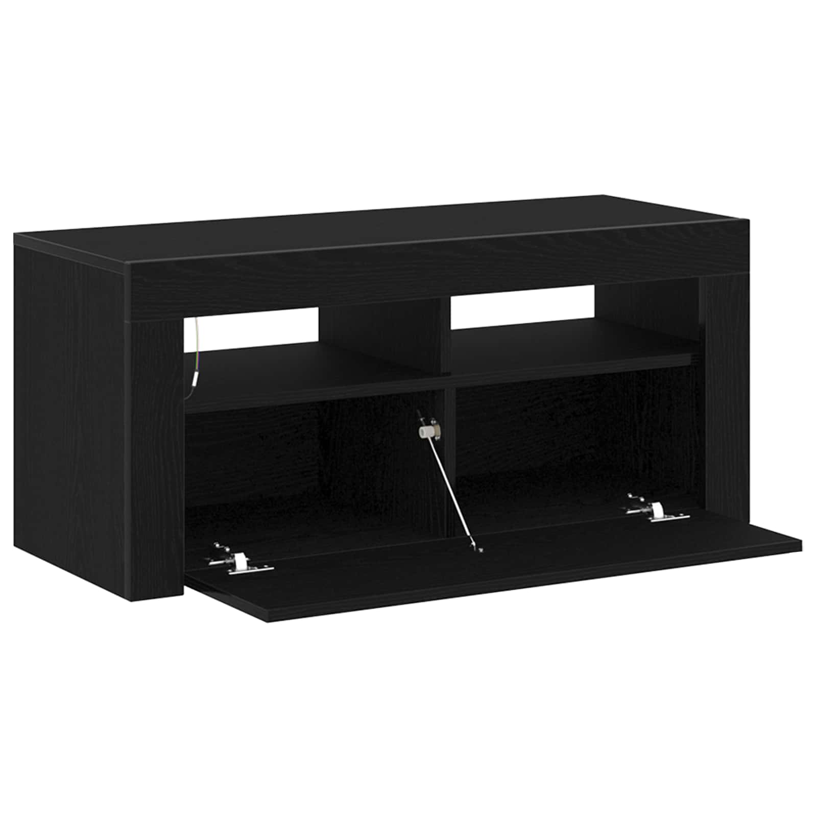 vidaXL Szafka pod telewizor Ze LED Lights Czarny Dąb 90 x 35 x 40 cm