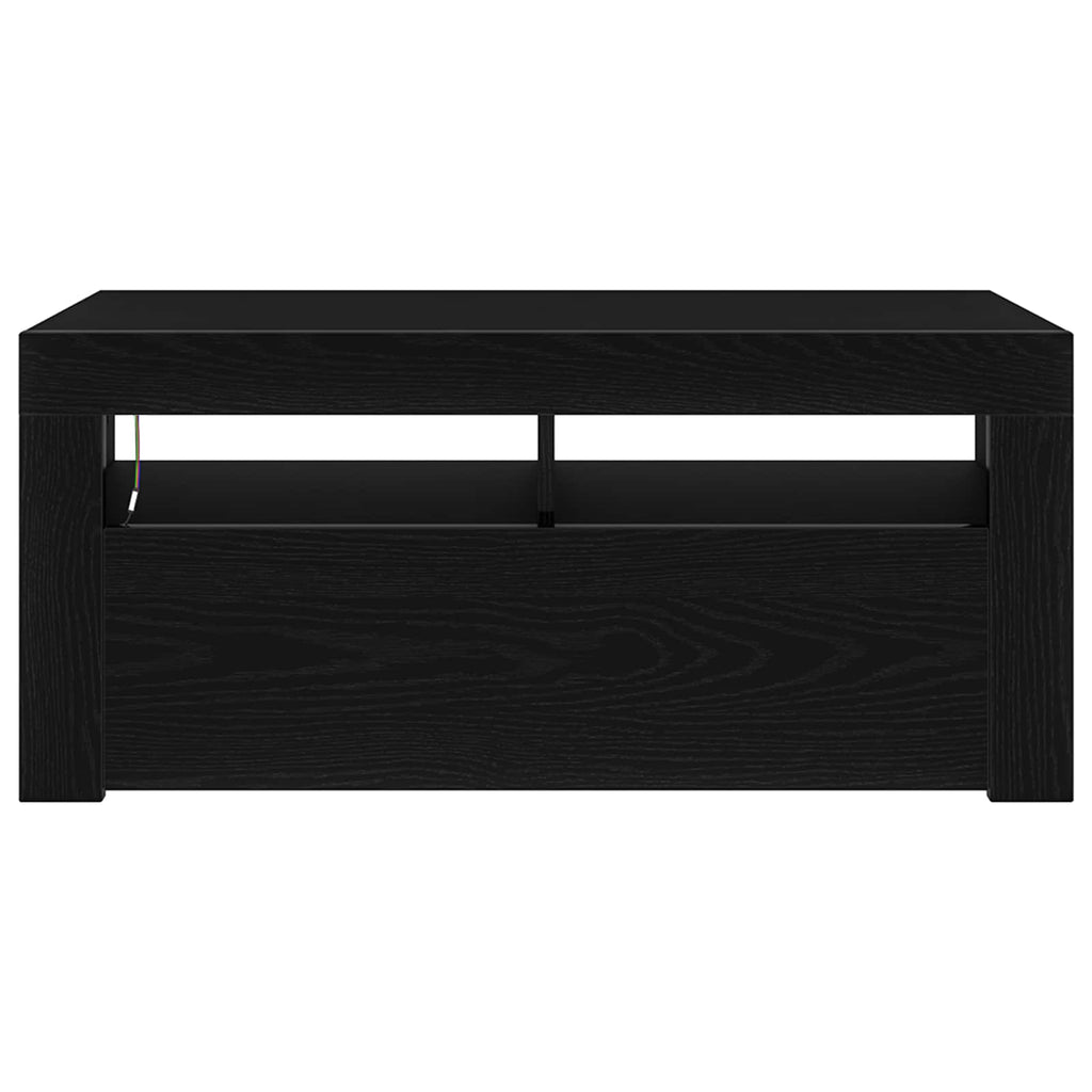 vidaXL Szafka pod telewizor Ze LED Lights Czarny Dąb 90 x 35 x 40 cm