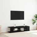 vidaXL Szafka pod telewizor Ze LED Lights Czarny Dąb 135 x 39 x 30 cm