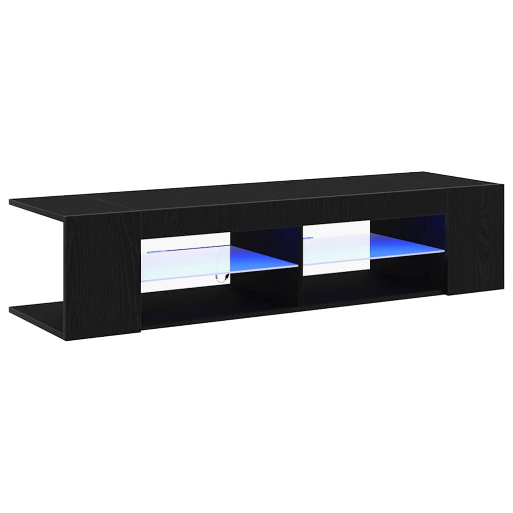 vidaXL Szafka pod telewizor Ze LED Lights Czarny Dąb 135 x 39 x 30 cm