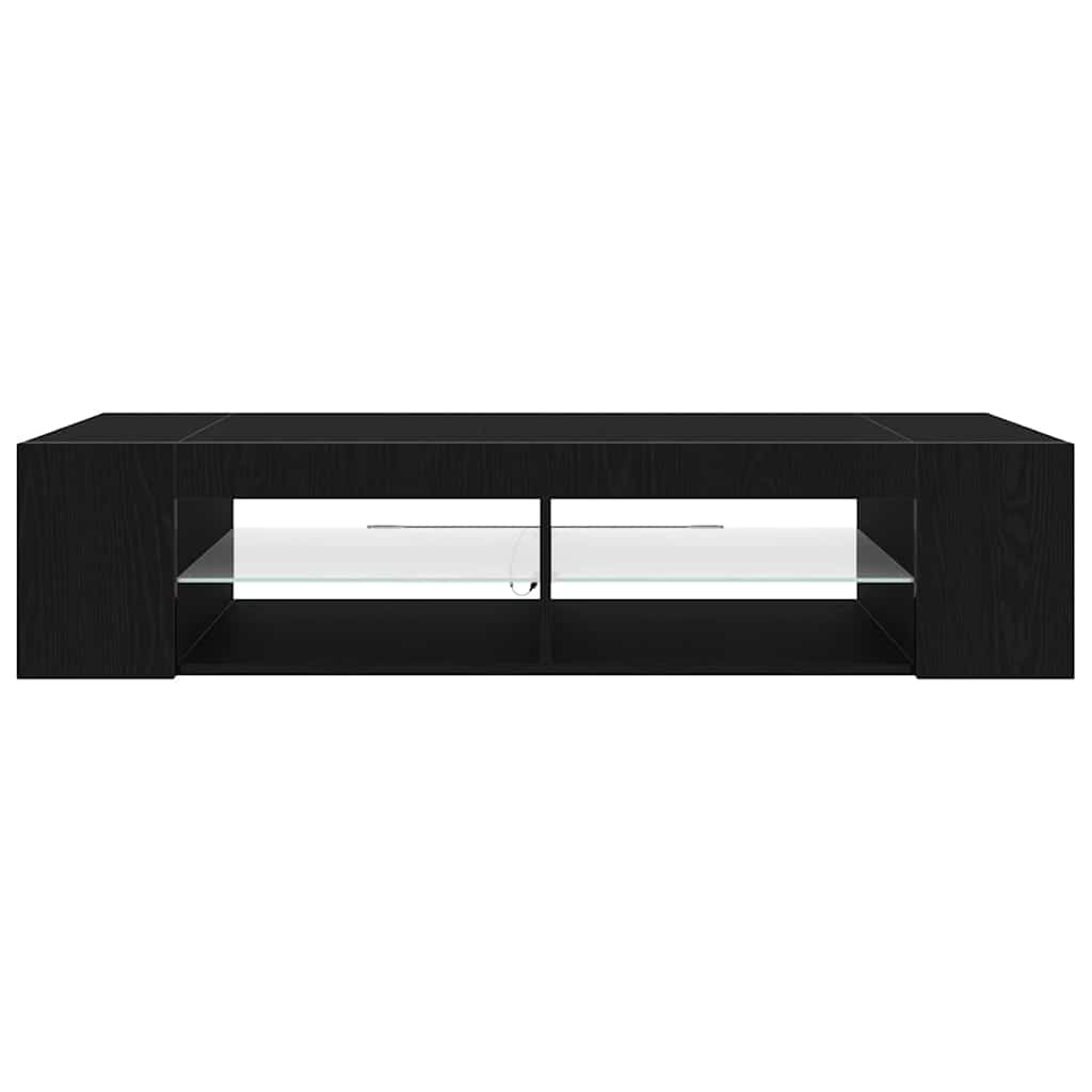 vidaXL Szafka pod telewizor Ze LED Lights Czarny Dąb 135 x 39 x 30 cm