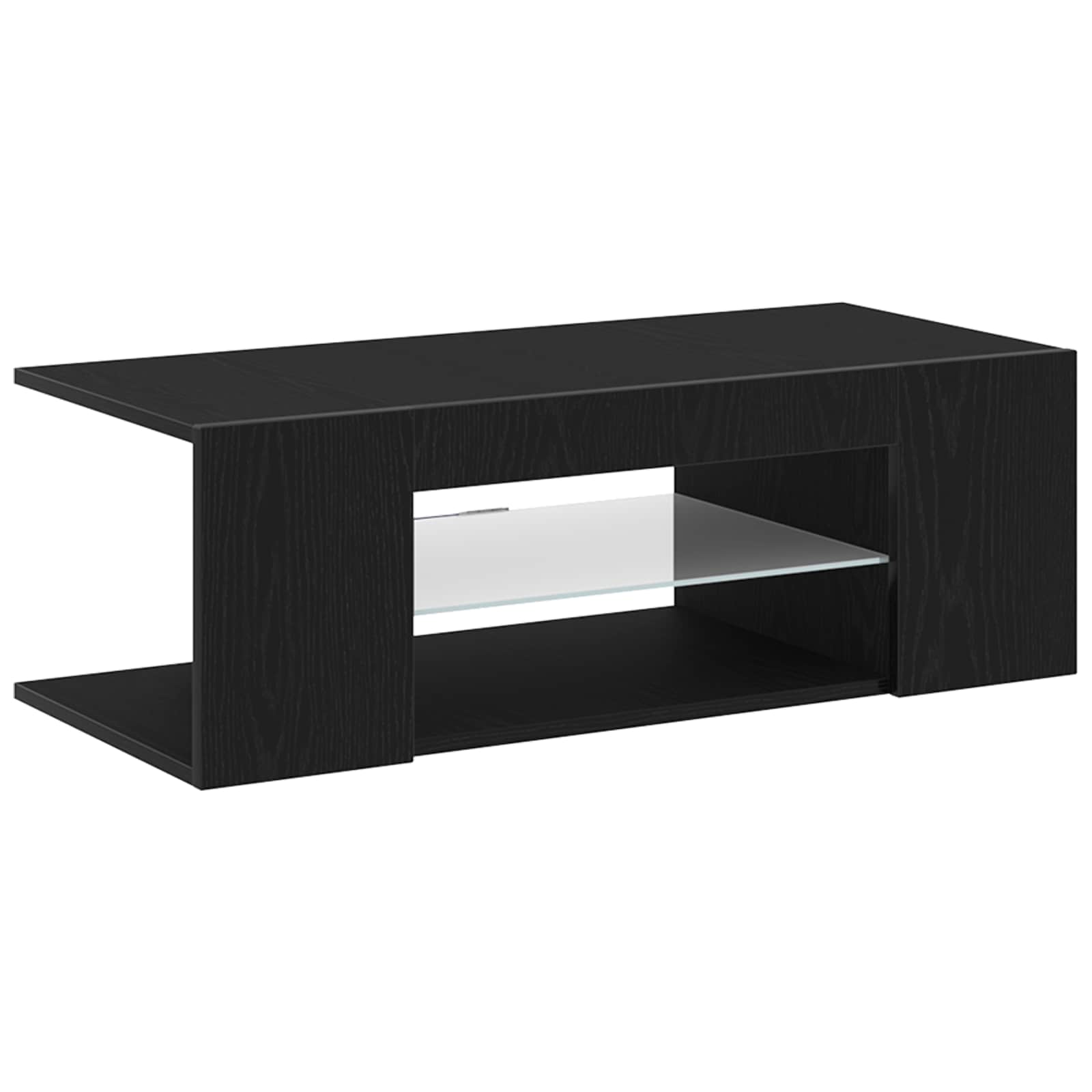 vidaXL Szafka pod telewizor Ze LED Lights Czarny Dąb 90 x 39 x 30 cm