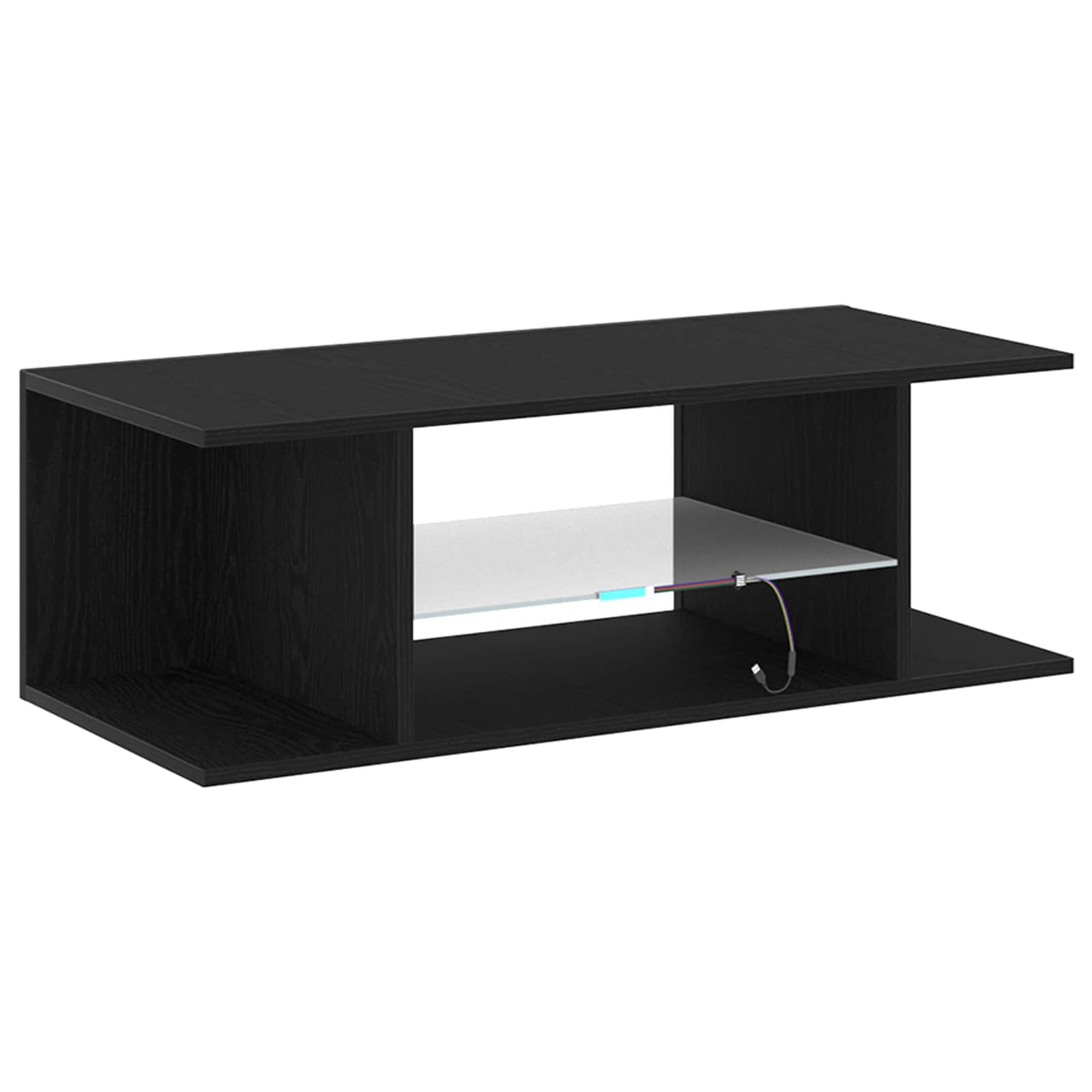 vidaXL Szafka pod telewizor Ze LED Lights Czarny Dąb 90 x 39 x 30 cm