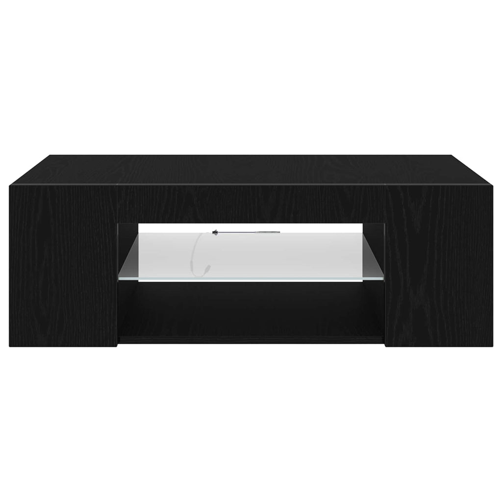 vidaXL Szafka pod telewizor Ze LED Lights Czarny Dąb 90 x 39 x 30 cm