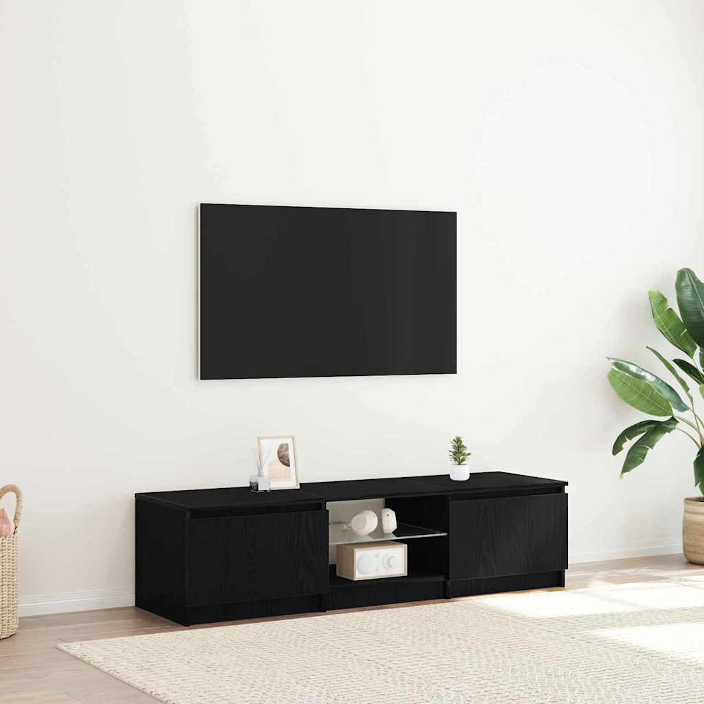 vidaXL Szafka pod telewizor Czarny Dąb 140 x 38,5 x 36 cm