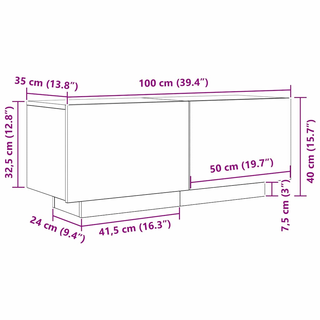 vidaXL Szafka pod telewizor 100 x 35 x 40 cm Czarny Dąb