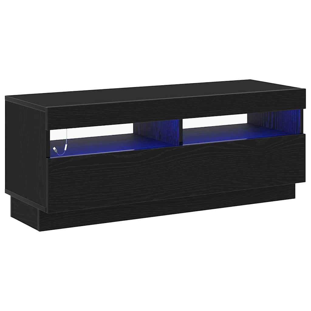 vidaXL Szafka pod telewizor Ze LED Lights Czarny Dąb 100 x 35 x 40 cm
