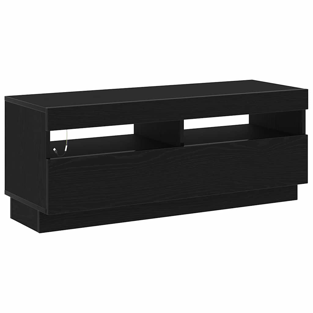 vidaXL Szafka pod telewizor Ze LED Lights Czarny Dąb 100 x 35 x 40 cm