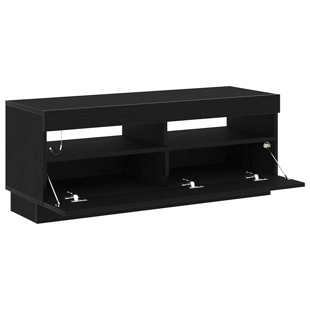 vidaXL Szafka pod telewizor Ze LED Lights Czarny Dąb 100 x 35 x 40 cm