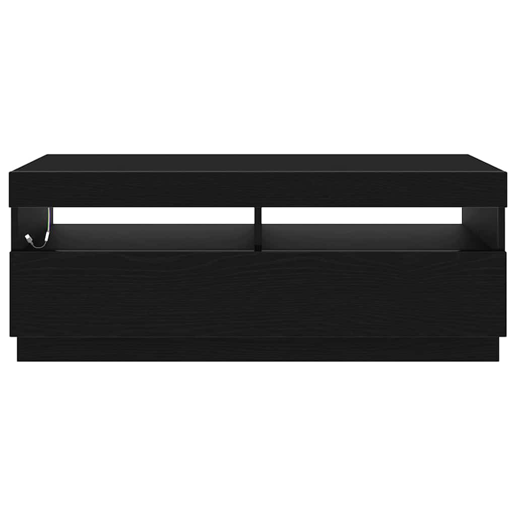 vidaXL Szafka pod telewizor Ze LED Lights Czarny Dąb 100 x 35 x 40 cm
