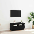vidaXL Szafka pod telewizor Ze LED Lights Czarny Dąb 80 x 35 x 40 cm