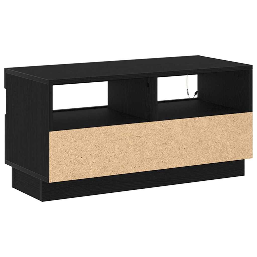 vidaXL Szafka pod telewizor Ze LED Lights Czarny Dąb 80 x 35 x 40 cm