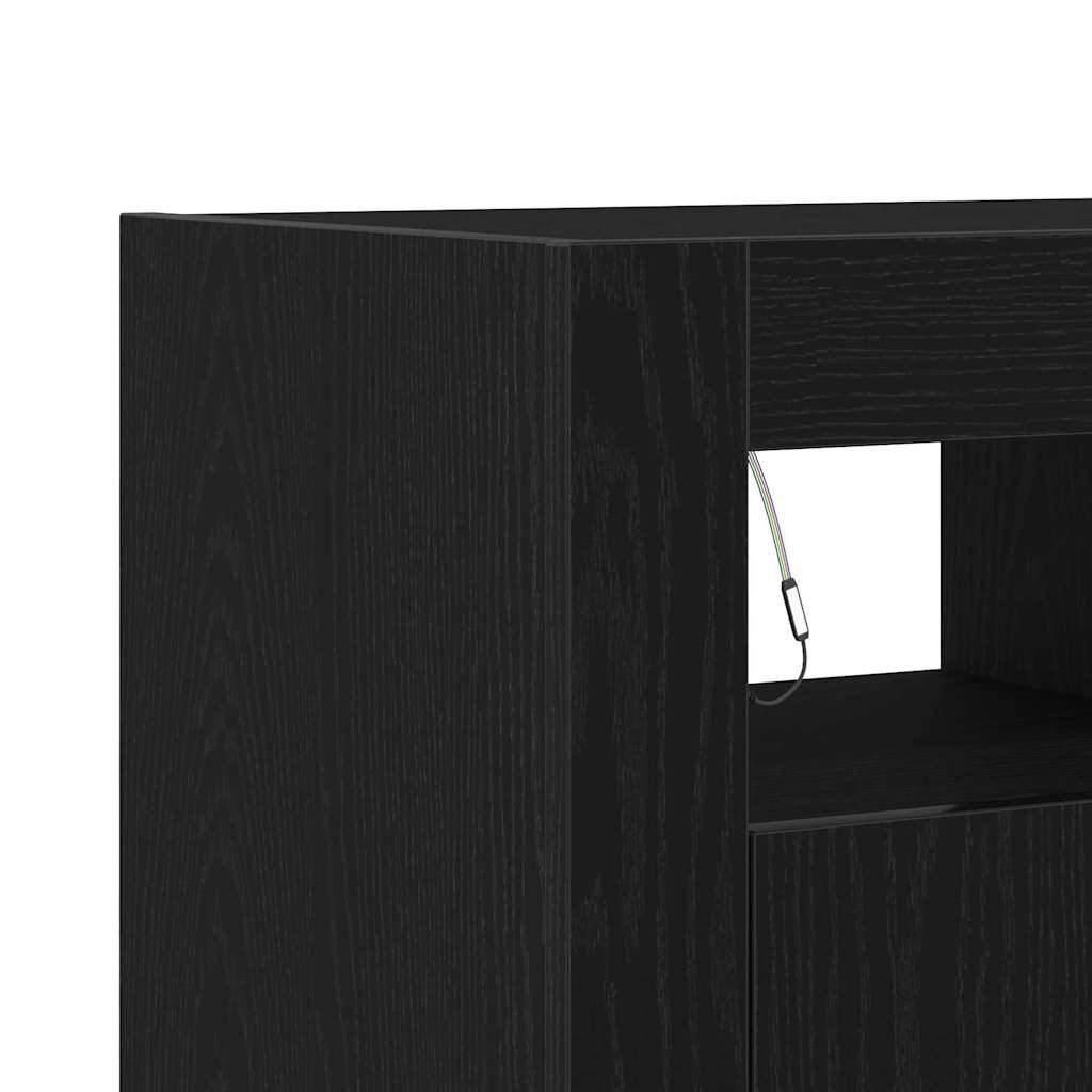 vidaXL Bufet Czarny Dąb 80 x 35 x 75 cm Materiał drewnopochodny