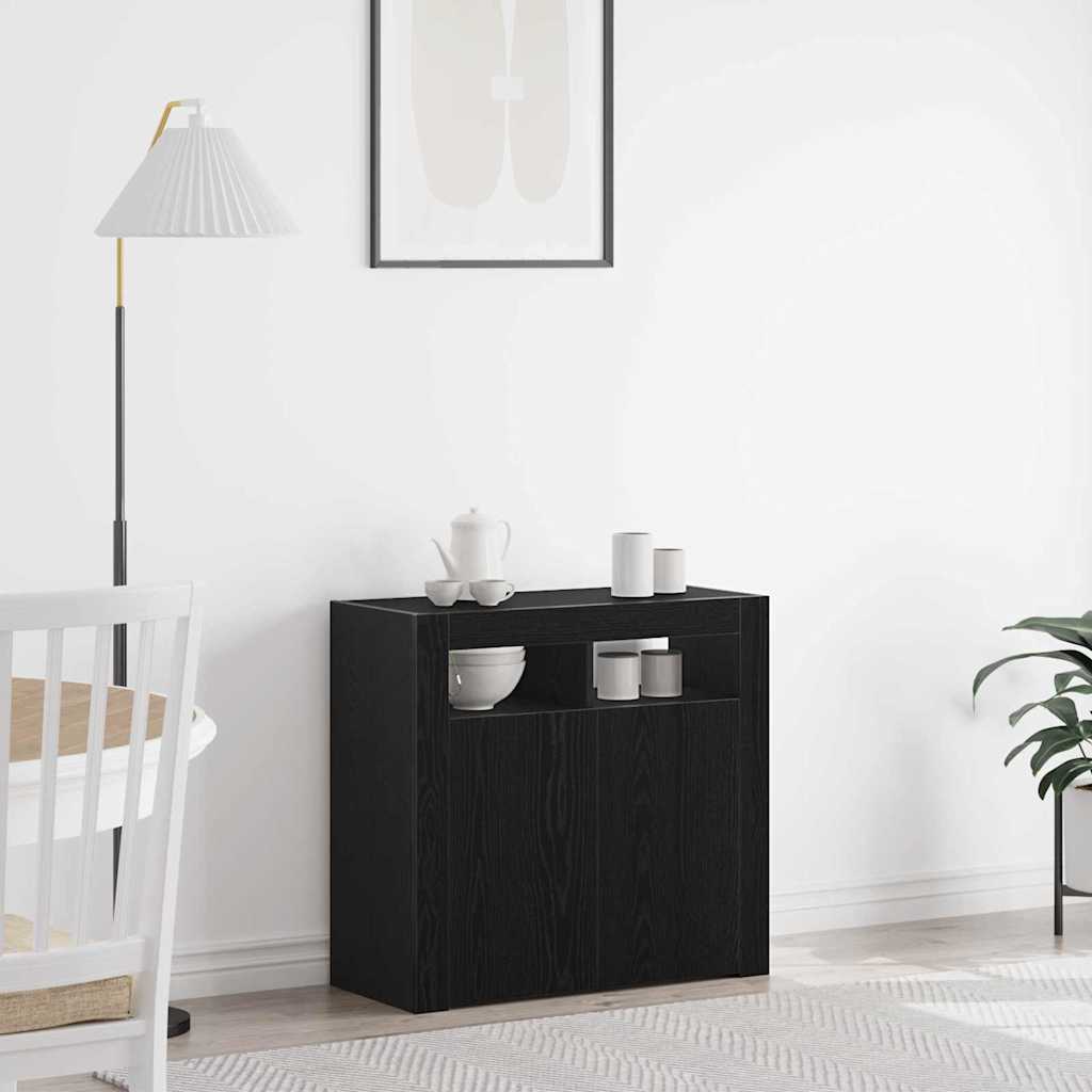 vidaXL Bufet Czarny Dąb 80 x 35 x 75 cm Materiał drewnopochodny
