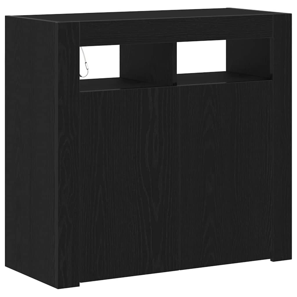 vidaXL Bufet Czarny Dąb 80 x 35 x 75 cm Materiał drewnopochodny