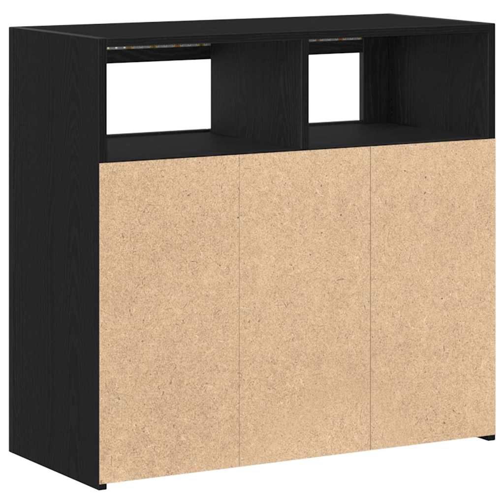 vidaXL Bufet Czarny Dąb 80 x 35 x 75 cm Materiał drewnopochodny