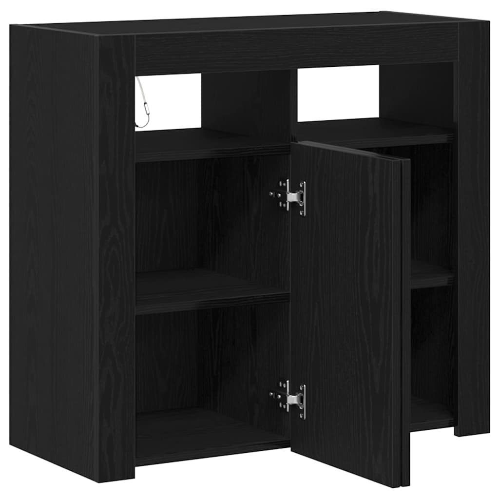 vidaXL Bufet Czarny Dąb 80 x 35 x 75 cm Materiał drewnopochodny